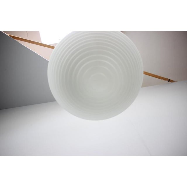 Metal Large Mid-Century Czechoslovak Opaline Glass Pendant Lamp from Napako, 1970s For Sale - Image 7 of 13