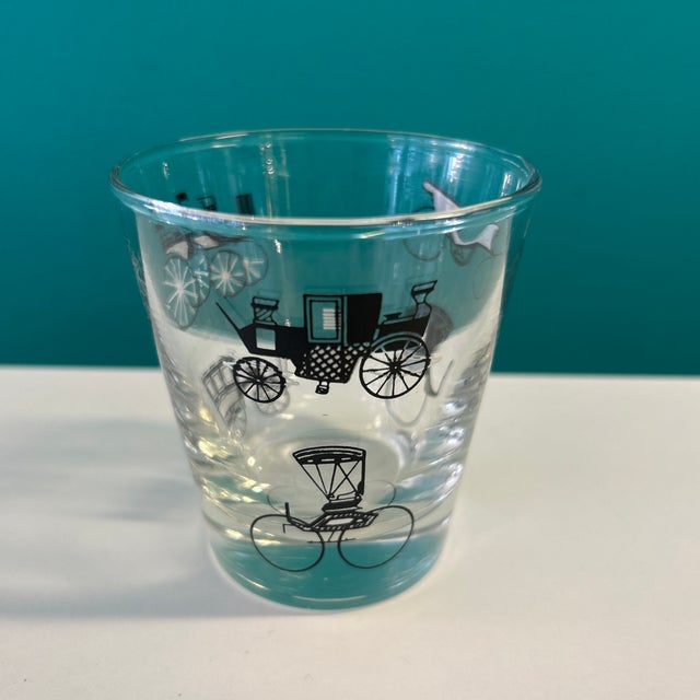 Black and Gold Entertaining Glasses With Coach Motif Set of 6 For Sale In Miami - Image 6 of 9