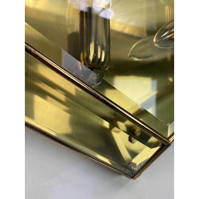 Vintage Hexagonal Facet Cut Glass and Brass Wall or Ceiling Lamps, 1960, Set of 3 For Sale - Image 14 of 16