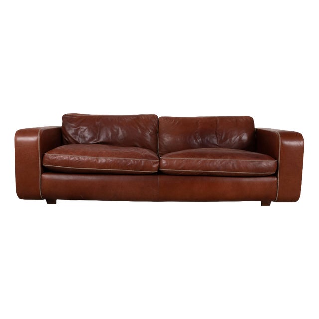 Three-Seater Leather Brown Couch from Machalke Valentino For Sale