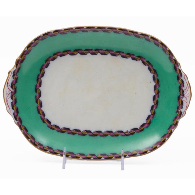 Mid 19th Century 19th Century English Green Porcelain Dessert or Dinner Service Plates and Footed Compotes For Sale - Image 5 of 15