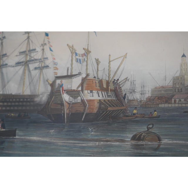 English the Royal Navy Ships Vintage Colored Engraving For Sale - Image 12 of 12