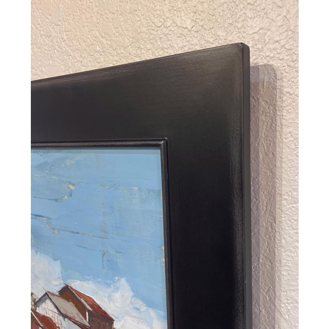 Contemporary Cotton Gin by Stephanie Hartshorn | Oil on Board Painting of a cotton gin and water tower For Sale - Image 3 of 5