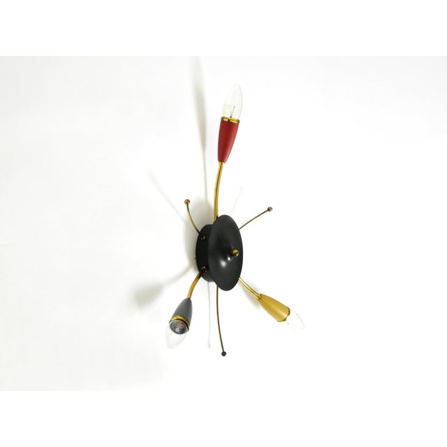 Mid-Century Modern Brass 3-Arm Sputnik Ceiling or Wall Lamp, 1950s For Sale - Image 9 of 18