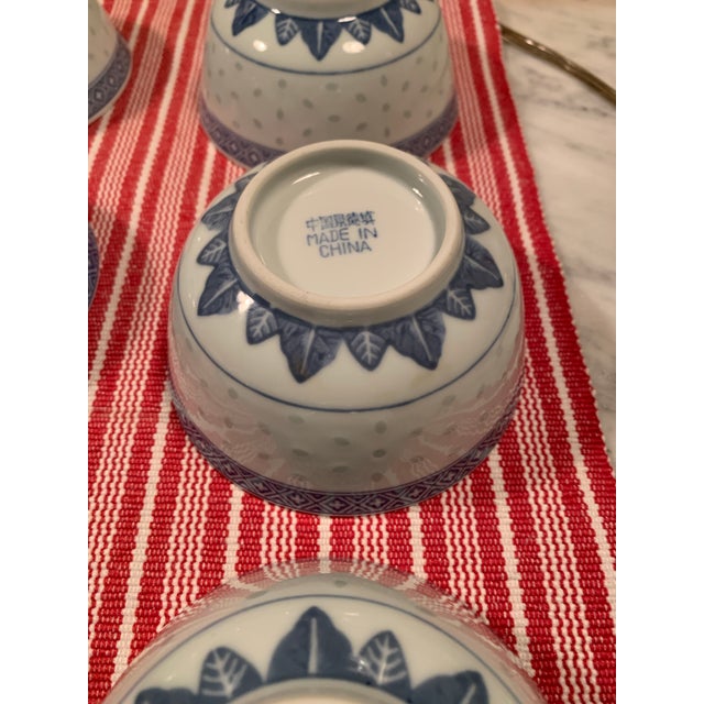 Vintage Chinese Blue & White Porcelain Rice Grain Bowls Set of 12 For Sale - Image 15 of 16