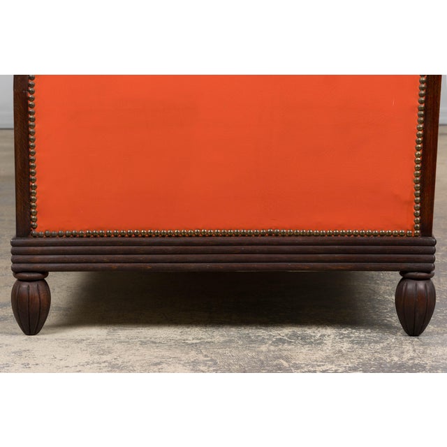 1930s French Art Deco Oak Canape in Faux Leather For Sale - Image 14 of 18