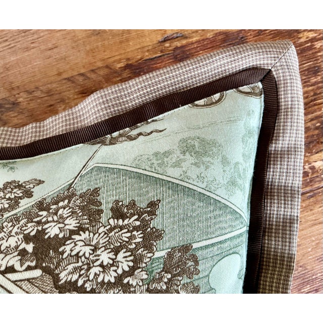 Brown Kravet Equestrian “Gladiateur” Pillow With Double Flange Trim For Sale - Image 8 of 12