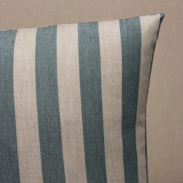 Schumacher Schumacher Hanson I/O Stripe 20" Pillow In Teal For Sale - Image 4 of 5