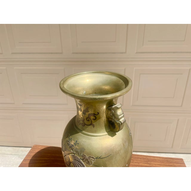 Vintage Solid Brass Vase For Sale In Los Angeles - Image 6 of 11