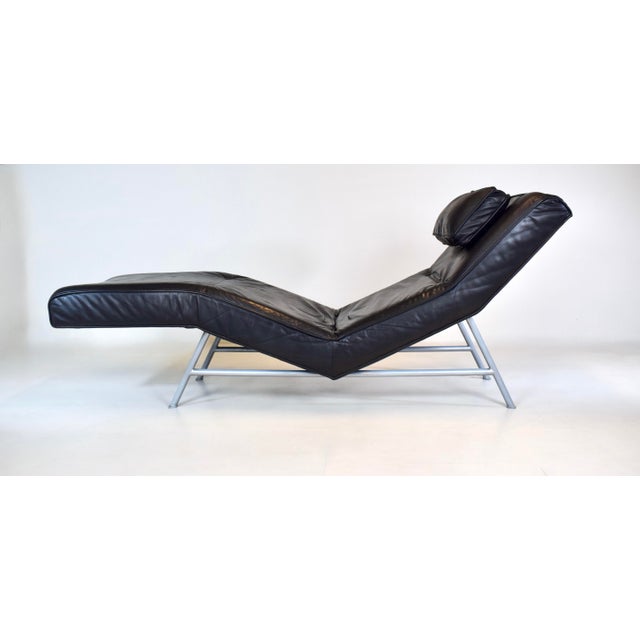 Milo Baughman for Thayer Coggin Milo Baughman Black Leather Fred Chaise Lounge Chair for Thayer Coggin For Sale - Image 4 of 14