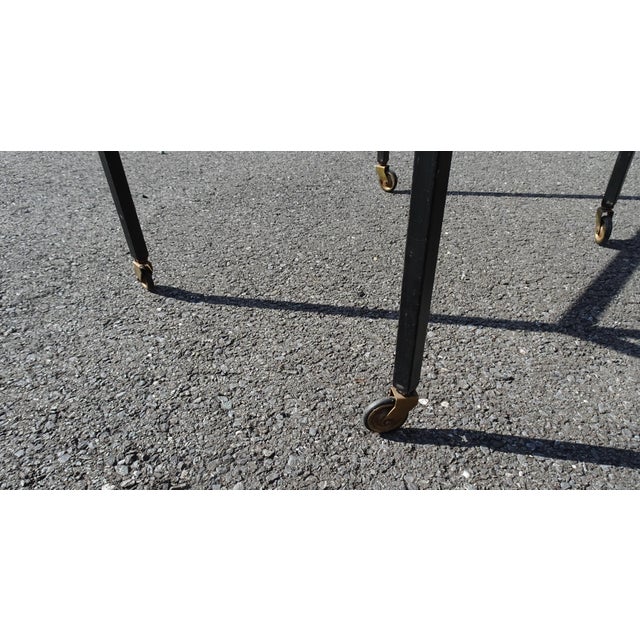 Vintage Teak and Black Lacquered Metal Rolling Table, 1960s For Sale - Image 6 of 8