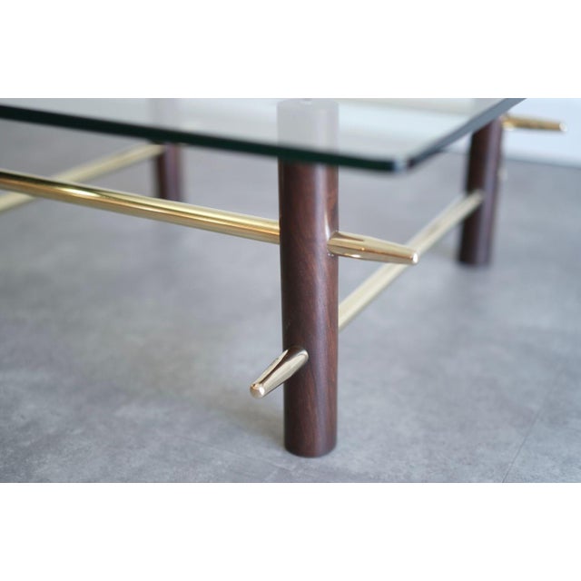 Mid 20th Century Vintage Mahogany and Brass Coffee Table, C. 1950s For Sale - Image 5 of 10