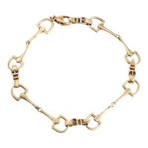 70s Vintage Horse Bit Buckle Bracelet 14k Yellow Gold 8" Equestrian Jewelry