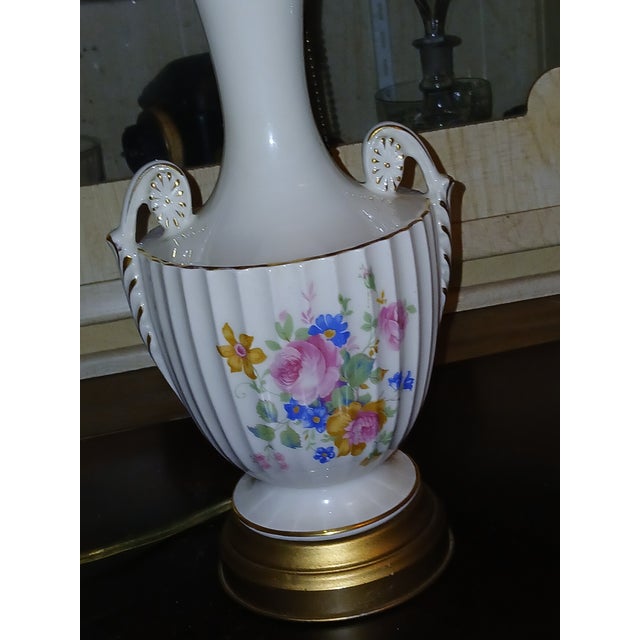 Vintage German Dresden Style Porcelain Urn Table Lamp For Sale In Naples, FL - Image 6 of 7