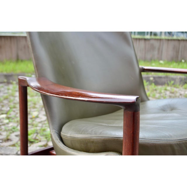 Olive Leather Lounge Chair by Ib Kofod Larsen for Fröscher Sitform, 1976 For Sale - Image 11 of 18