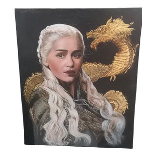 French Artist, Mother of Dragons, 2000s, Oil Painting on Canvas For Sale
