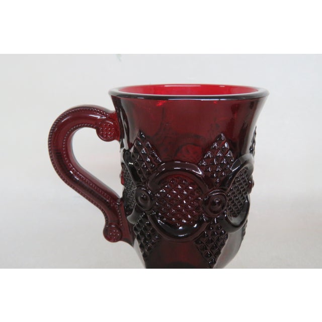Ruby Red Avon 1876 Cape Cod Collection Set of 12 Footed Pedestal Mugs Cups 4206b For Sale - Image 8 of 12
