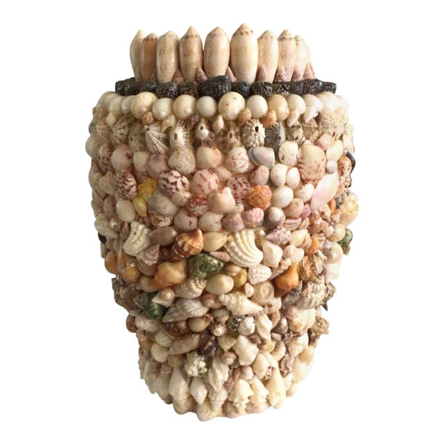 1970s Handmade Shell Art Vase For Sale