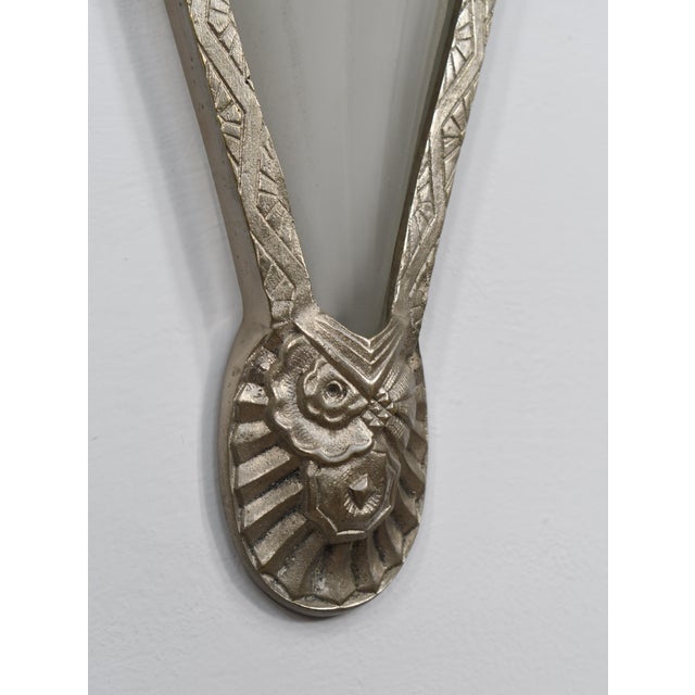 French Art Deco Ejg Floral Slip Shades Wall Sconces 1930s - A Pair For Sale - Image 9 of 12