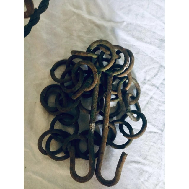 1950s 1950's Vintage French Wrought Iron 6 Light Hot Air Balloon Candle Chandelier For Sale - Image 5 of 6