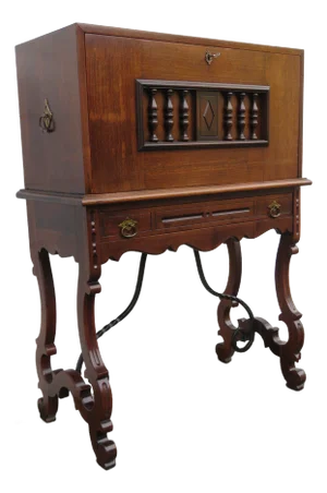Early 1900s Walnut Small Secretary Writing Desk 5930