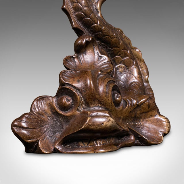 Metal Antique Mythical Dolphin Doorstop, English, Bronze Door Keeper, Regency, c.1820 For Sale - Image 7 of 9