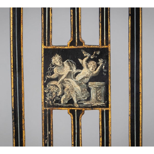 Black Antique Pair of George III Painted Open Armchairs For Sale - Image 8 of 9