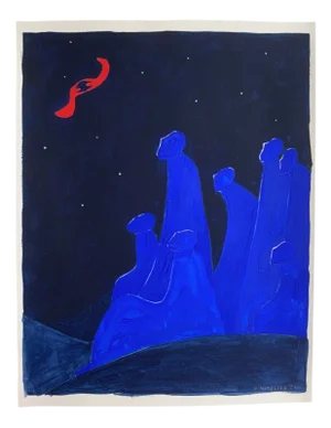 Waleria Matelska, Starry Night, 2024, Acrylic on Paper