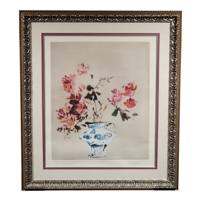 1970s Kaiko Moti "Floral Still Life" Original Aquatint Etching - Artist's Proof For Sale