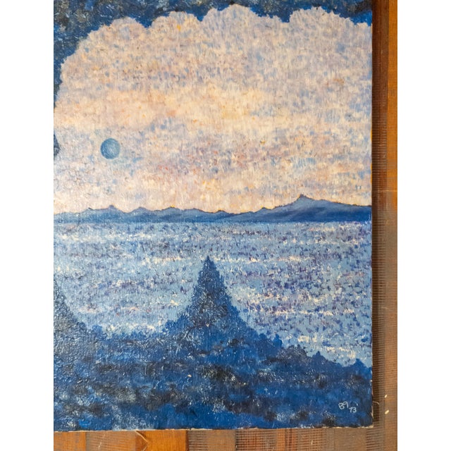 Mid-Century Modern Abstract Surrealist Landscape Painting, Signed For Sale - Image 4 of 7