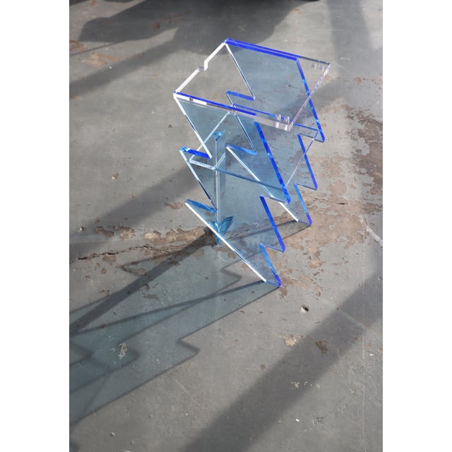 Bolt Nightstand in Blue Acrylic by Benjamin Vintage and Design For Sale - Image 10 of 12