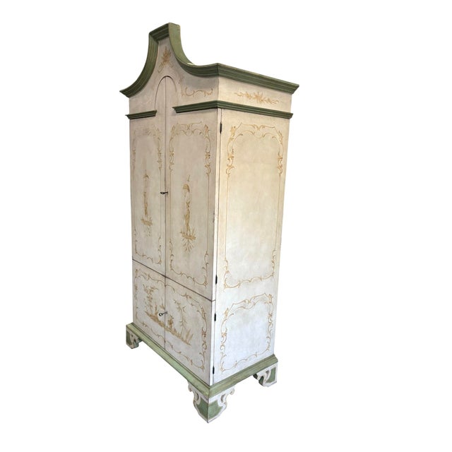 Chinoiserie Hand Painted Chinoiserie Pagoda Artisan Cabinet Made in Italy For Sale - Image 3 of 12