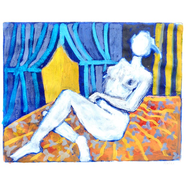 Contemporary "French Model" Contemporary Ink and Gouache Painting by Martha Holden’ For Sale - Image 3 of 6
