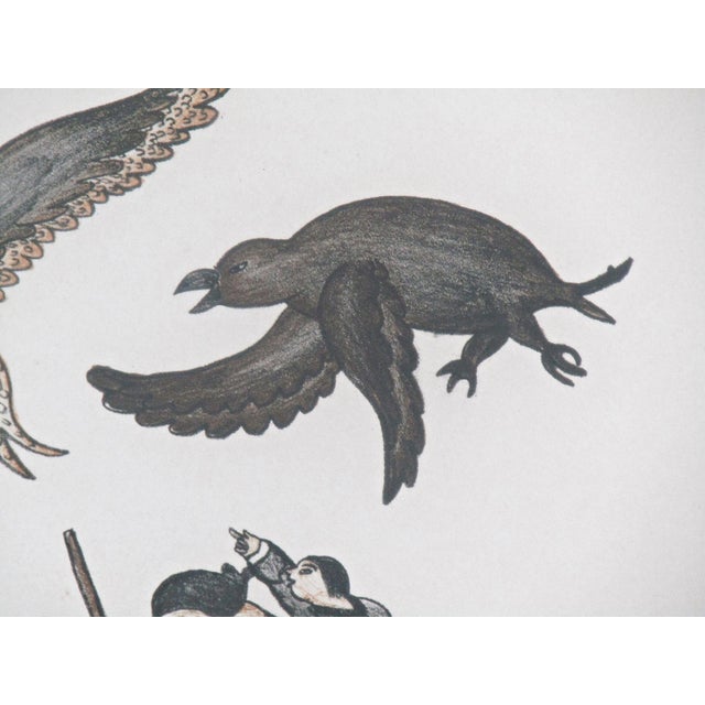 Blue Cape Dorset “Ice Fishing” Inuit Lithograph by Sorosiluto Ashoona, 1976 (43/50), Framed For Sale - Image 8 of 12