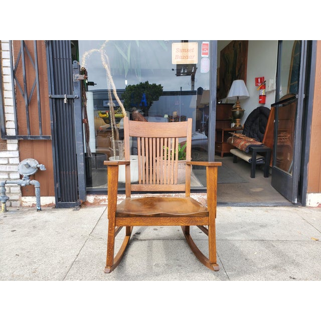1920s Oak Rocking Chair For Sale - Image 11 of 12