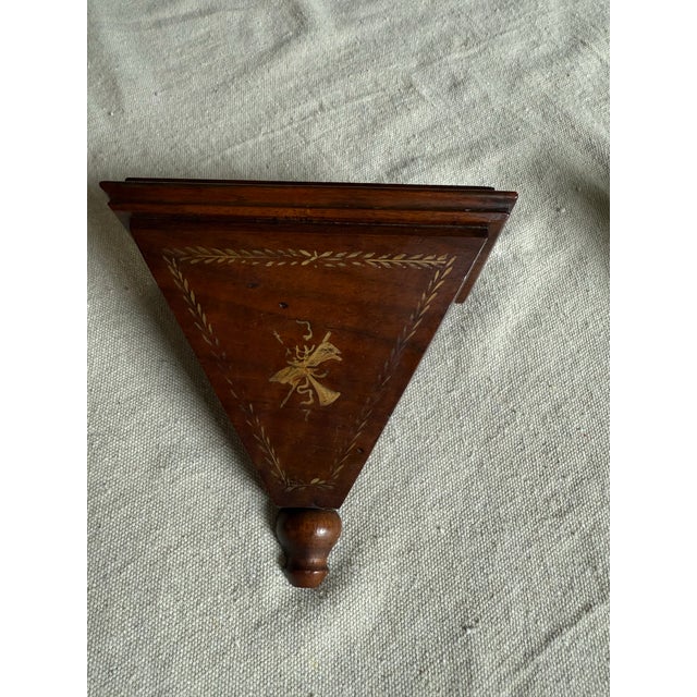 Pair of Vintage Italian Wall Bracket Shelves With Hand Painted Gold Decoration — Neoclassical Carved Wood Corbels, Maker's Mark, Mid-Century Italian For Sale - Image 4 of 14