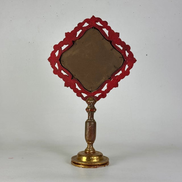 Magnificent Vintage Italian Gilt Wood Vanity Mirror on Stand With Aged Glass For Sale In New York - Image 6 of 10