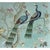 Elegant hand-painted chinoiserie mural set with muted soft mint backdrop, intricately detailed with paired peacocks...