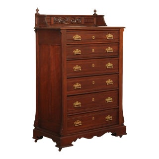 Antique Victorian Walnut Tall Chest For Sale