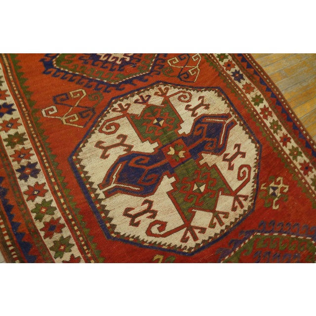 1920s Red Medallion Tribal Caucasian Kazak Lori Pombak Carpet 4'9" X 6'10" Handknotted Wool Rug For Sale - Image 4 of 6