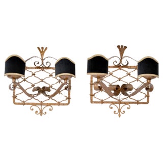 Wall Lights in Iron, 1950s, Set of 2 For Sale