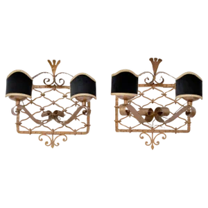 Wall Lights in Iron, 1950s, Set of 2