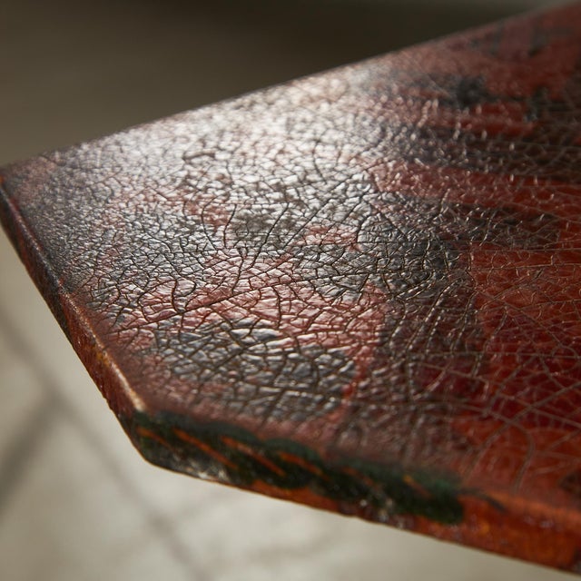 Italian Side Table with Leather Top, 1970s For Sale - Image 6 of 14