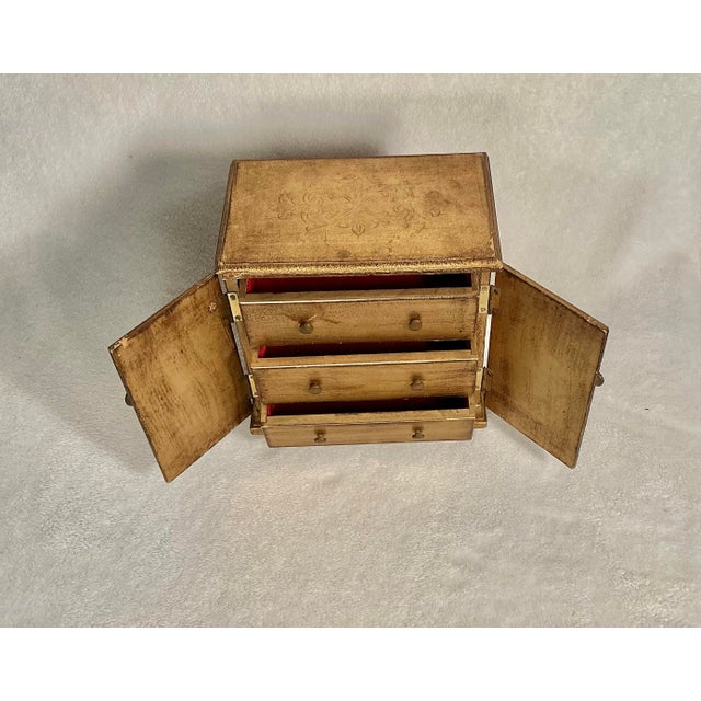 Mid 20th Century Vintage Gold-Gilt Wooden Music Box Cabinet With Ballerina Paintings, Mid 20th Century For Sale - Image 5 of 12