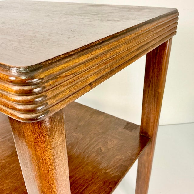 1930 Vintage Boho Chic Art Deco Wood Side Table, 2 Tier. For Sale - Image 16 of 16