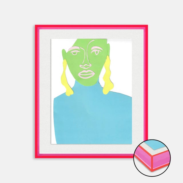 DESCRIPTION: Portrait of a Woman by Virginia Chamlee in Neon Pink Acrylic Shadowbox, Small Art Print SPECIFICATIONS: Type:...