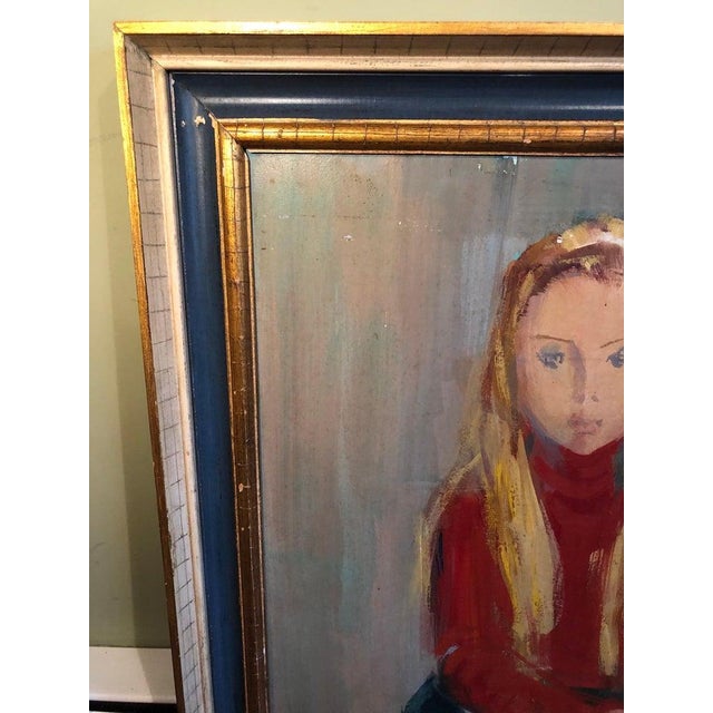 Large Mid Century Portrait of a Girl For Sale - Image 9 of 12