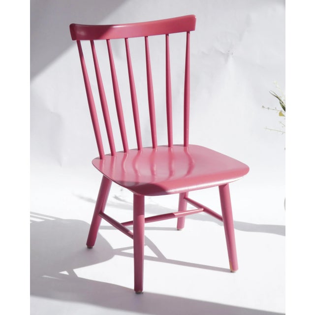 Mid-Century Modern Pink Wooden Chair For Sale - Image 10 of 11