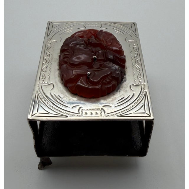 Early 20th Century Edward Farmer Sterling Silver & Carved Carnelian Matchbox Holder For Sale - Image 4 of 8