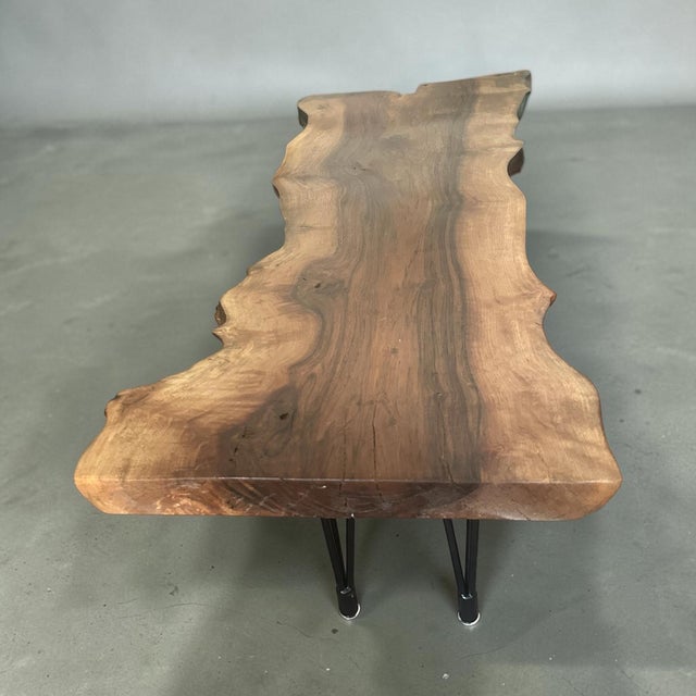 Handcrafted Live Edge Black Walnut Coffee Table With Hairpin Legs For Sale - Image 10 of 18